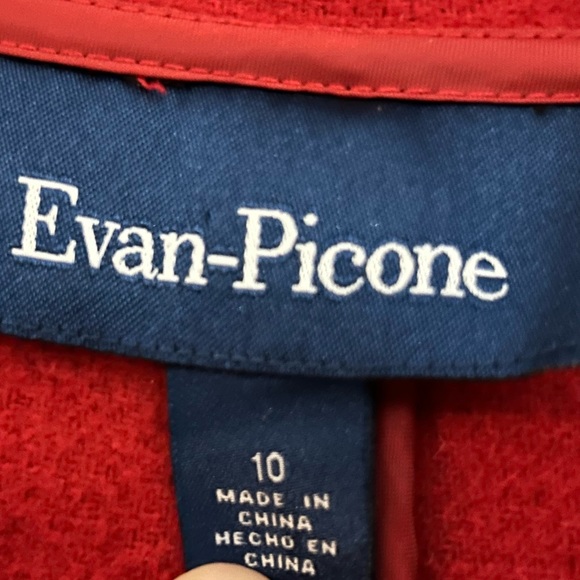 Evan Picone wool blend jacket Size 10 brown w red accents lining military look - Picture 3 of 9